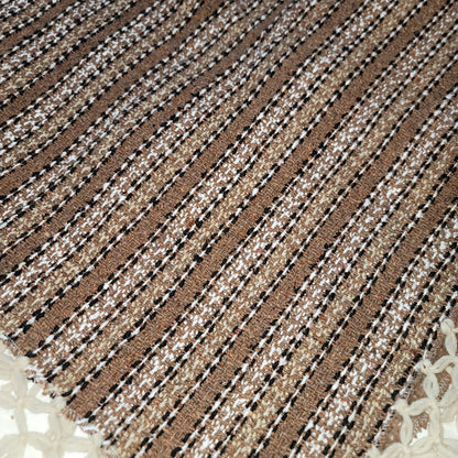 Handmade heavy poncho fringe wood button Winter One Size Multicolor Wool Cotton