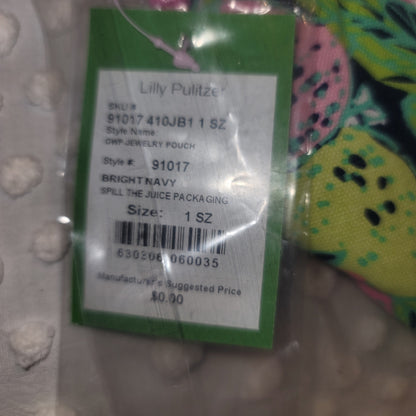 Lilly Pulitzer NEW makeup jewelry Pouch bag Bright Navy Spill the Juice