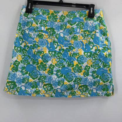 Lilly Pulitzer Skort Size 12 Lion Print Blue green yellow floral Shorts under