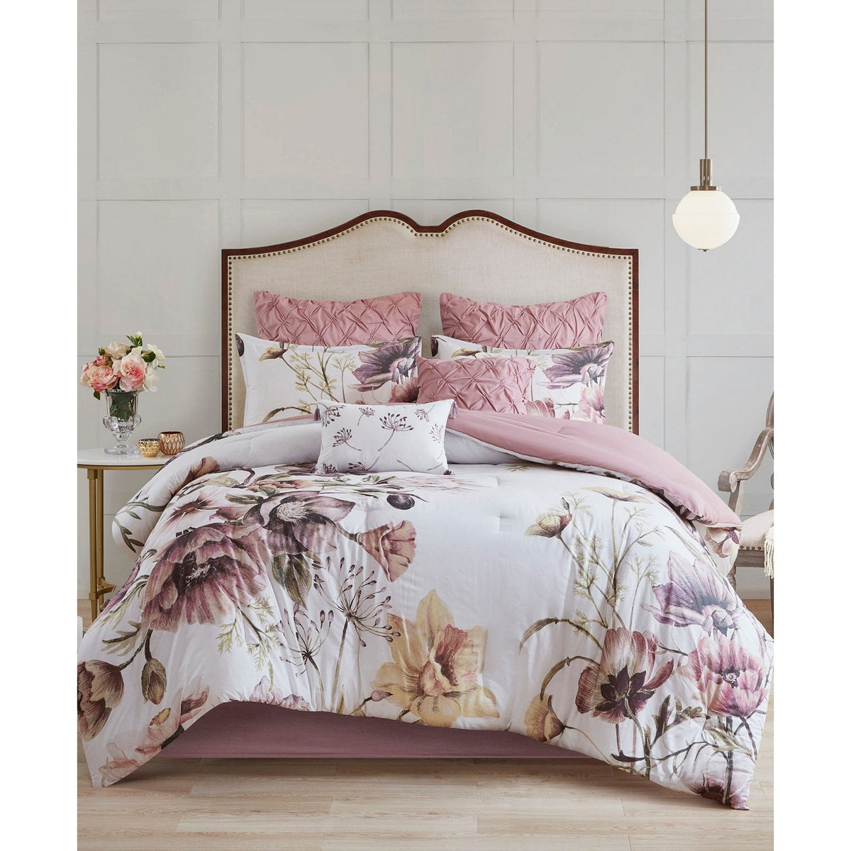 Madison Park Cassandra California King 8 Pieces Pink Blush Comforter Set NEW