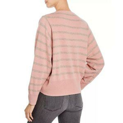Splendid NWT Tradewinds Pink Gray Striped Crewneck Sweater Size XS