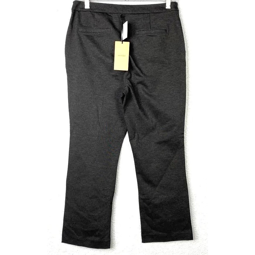 Halogen Stretch Flat Front Side Zip Crop Pants Sz Large in Charcoal Heather NWT