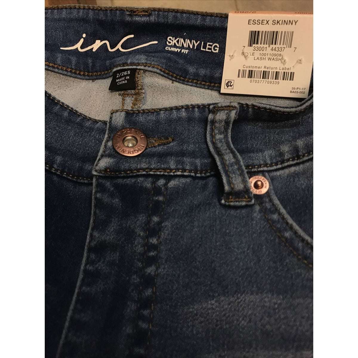 INC International Concepts Essex Curvy-Fit Ankle Distressed Jean High Rise 2/26S
