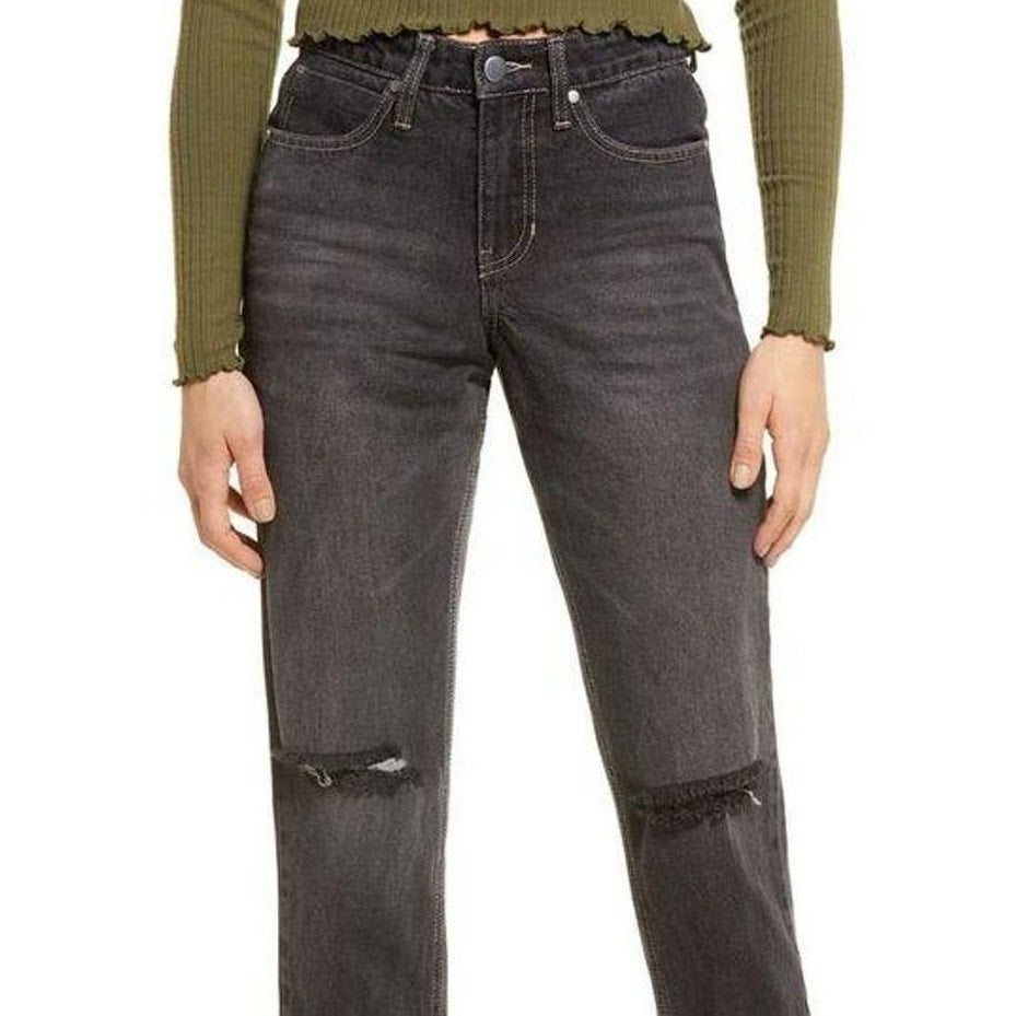 BP Ripped Knee Raw Hem Distressed Zip Fly Denim Jeans Sz 30 in Vintage Black NWT