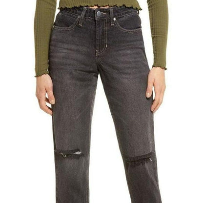 BP Ripped Knee Raw Hem Distressed Zip Fly Denim Jeans Sz 30 in Vintage Black NWT