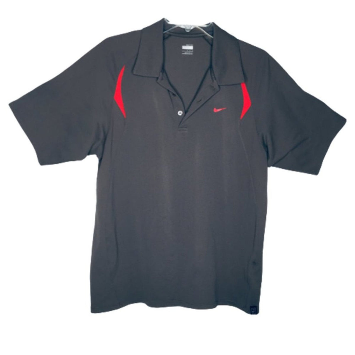 Nike Fit Dry Short Sleeve T-Shirt Collared 1/4 Button Gray / Red Size Medium