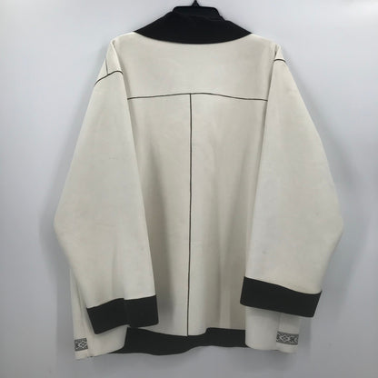 Alfred Dunner Norwegian Inspired White Toggle Button Front Jacket Faux Suede 24W