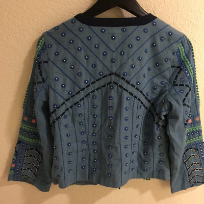 Simply Styled Bolero Jacket Open Front Embroidered Mirror Embellished BOHO Small