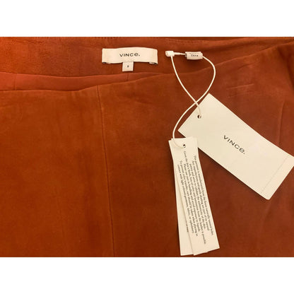Vince Women's Wide Leg Cropped Lamb Leather Pants Size 8 Dark Brick Rust NWT