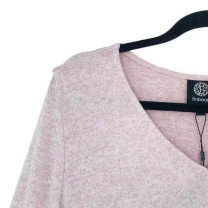 Bobeau Women's Knit V-Neck Pullover Top Medium Angel Wing/Pink NWT Boho Peasant
