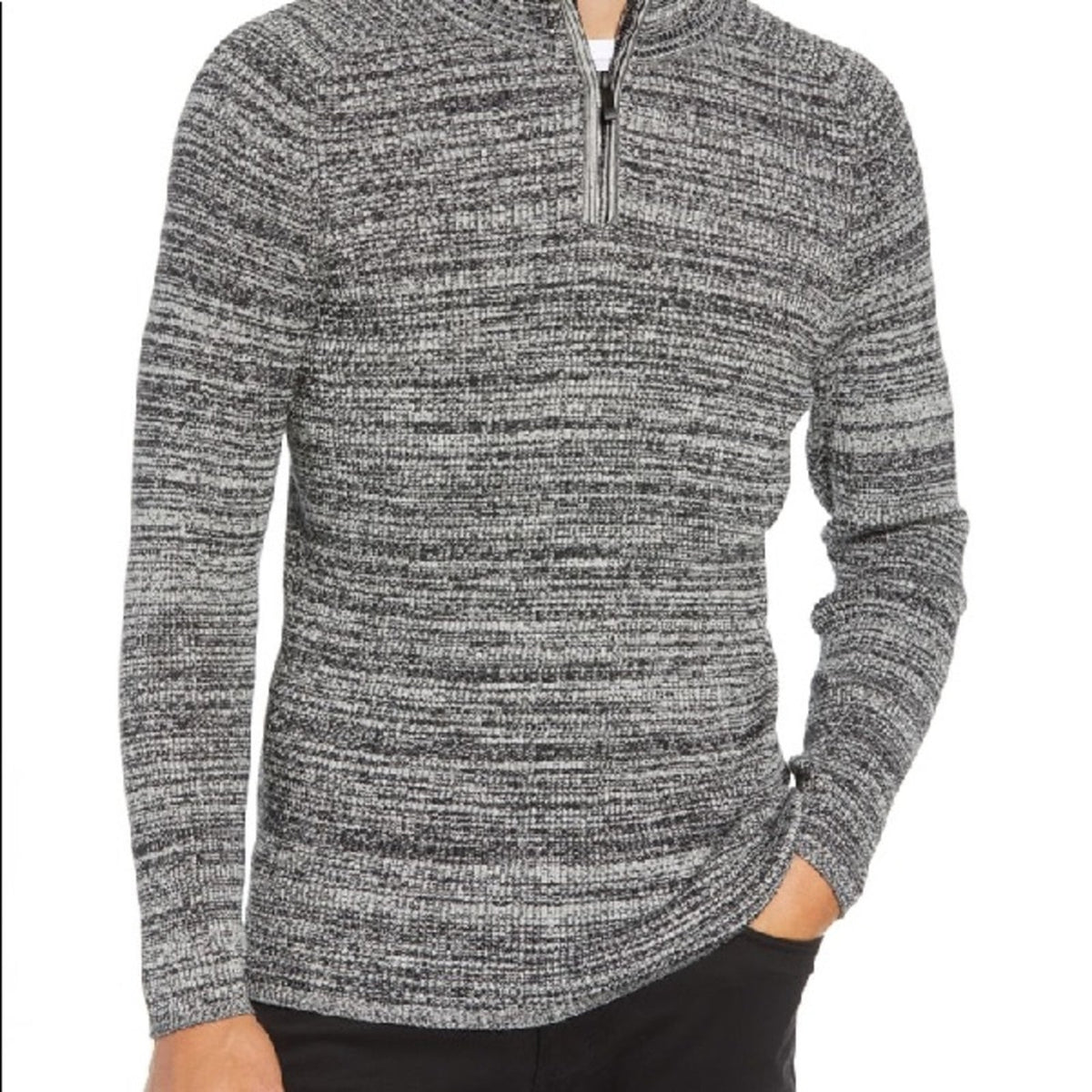 Vince Camuto Men's Grey Quarter Zip Mock Neck Sweater Size Medium