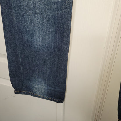 AeroPostale blue jeans distressed aged destroyed Driggs slim bootcut 34" x 34"