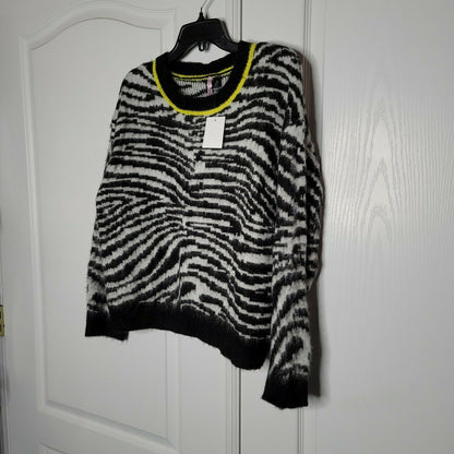Love by Design Fuzzy Zebra Print Knit Pullover Sweater Long Sleeve X-Large