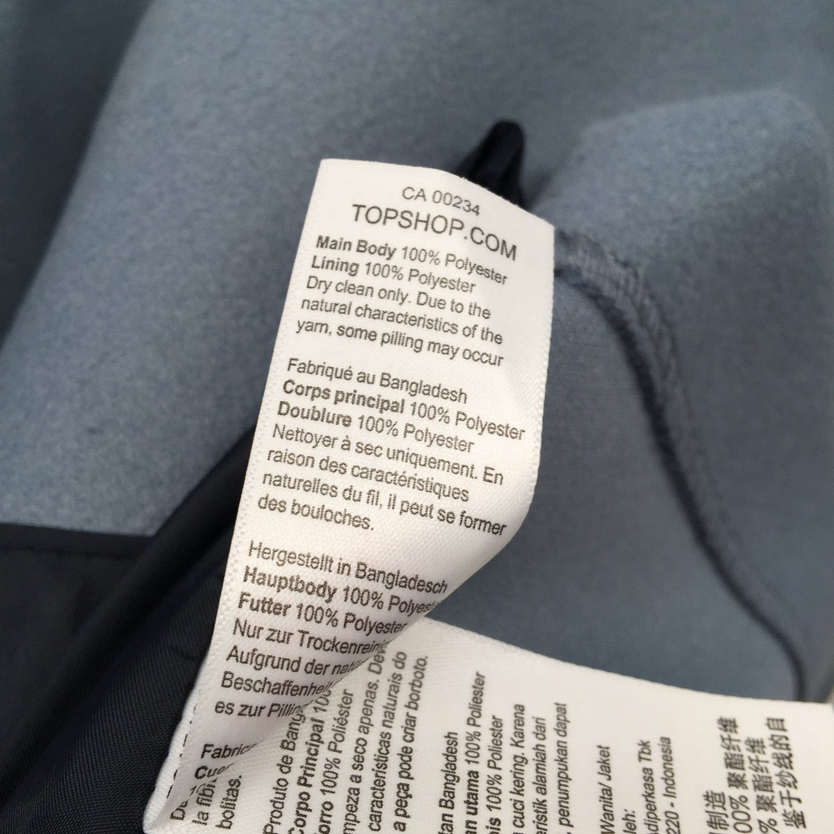 Topshop Brooke Double Breasted Long Coat Collared Neck Four Button Up Blue SZ 4