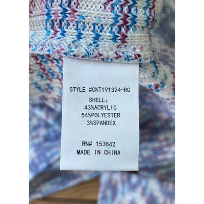 Code x Mode Boho Pullover Sweater Long Sleeve V-Neck Color Blocked Blue Size XS