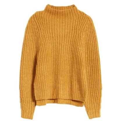Leith NWT Chunky Knit Mustard Mock Neck Yellow Sweater XS