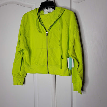 Abound Crop Full Zip Knitted Hoodie Long Sleeve Bright Green EXTRASMALL NWT XL