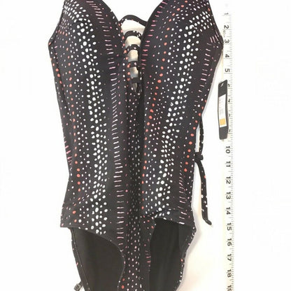 Rachel Roy Halter Spotted Padded One Piece Swim Size Small