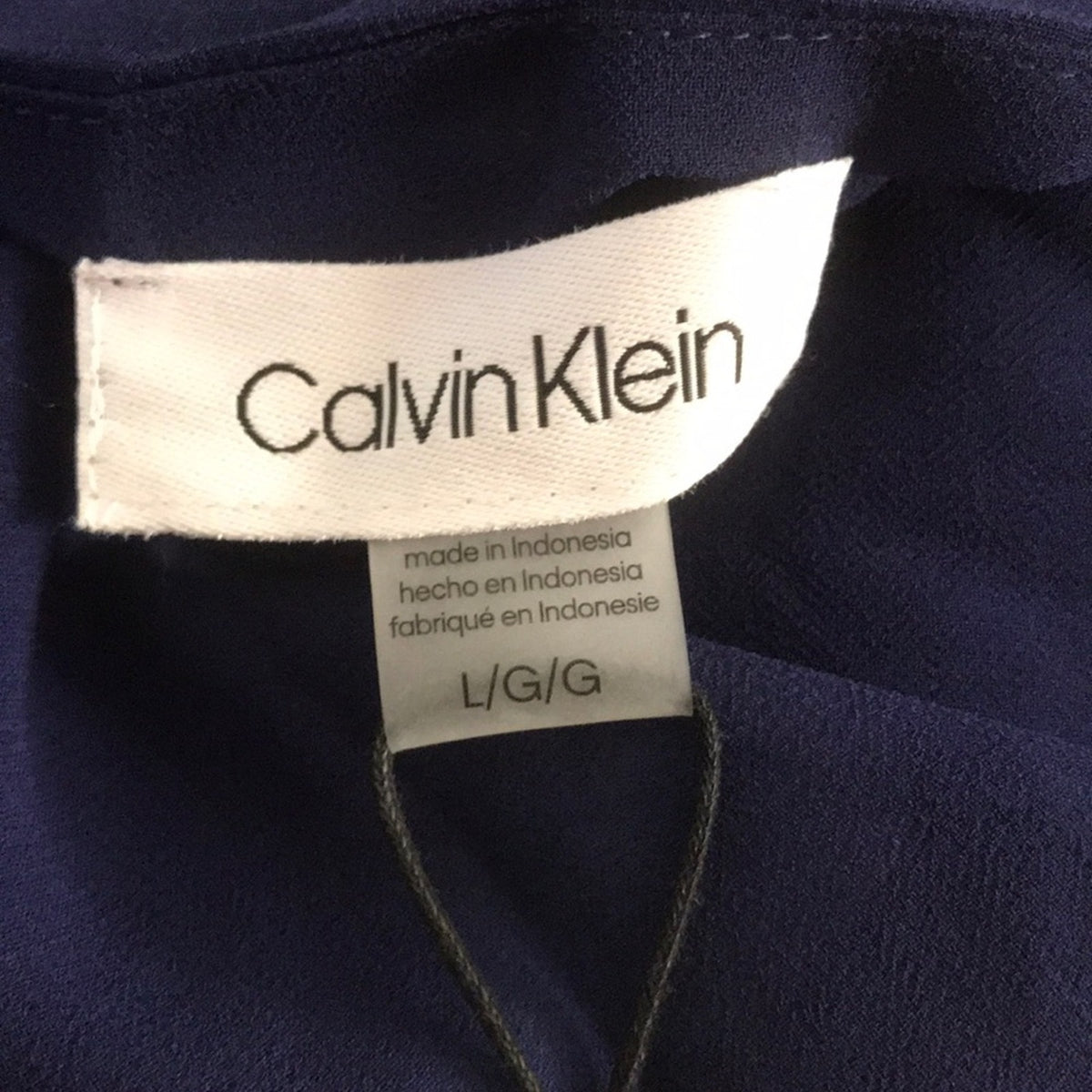 Calvin Klein Blue Floral Long Sleeve Tunic Top Size Large Blouse NEW