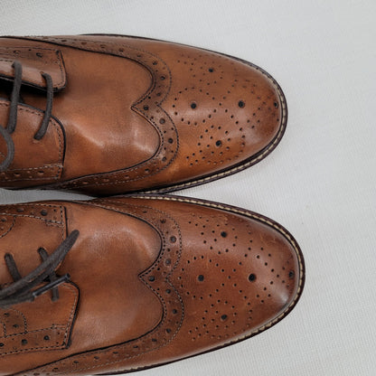 Joseph Abboud Medallion Cap Toe Oxfords Shoes Brown Italian leather Size 8.5