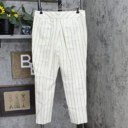 Suistudio Women's Lane Classic Stripe High Waist Silk Blend Trousers Size 12 NEW