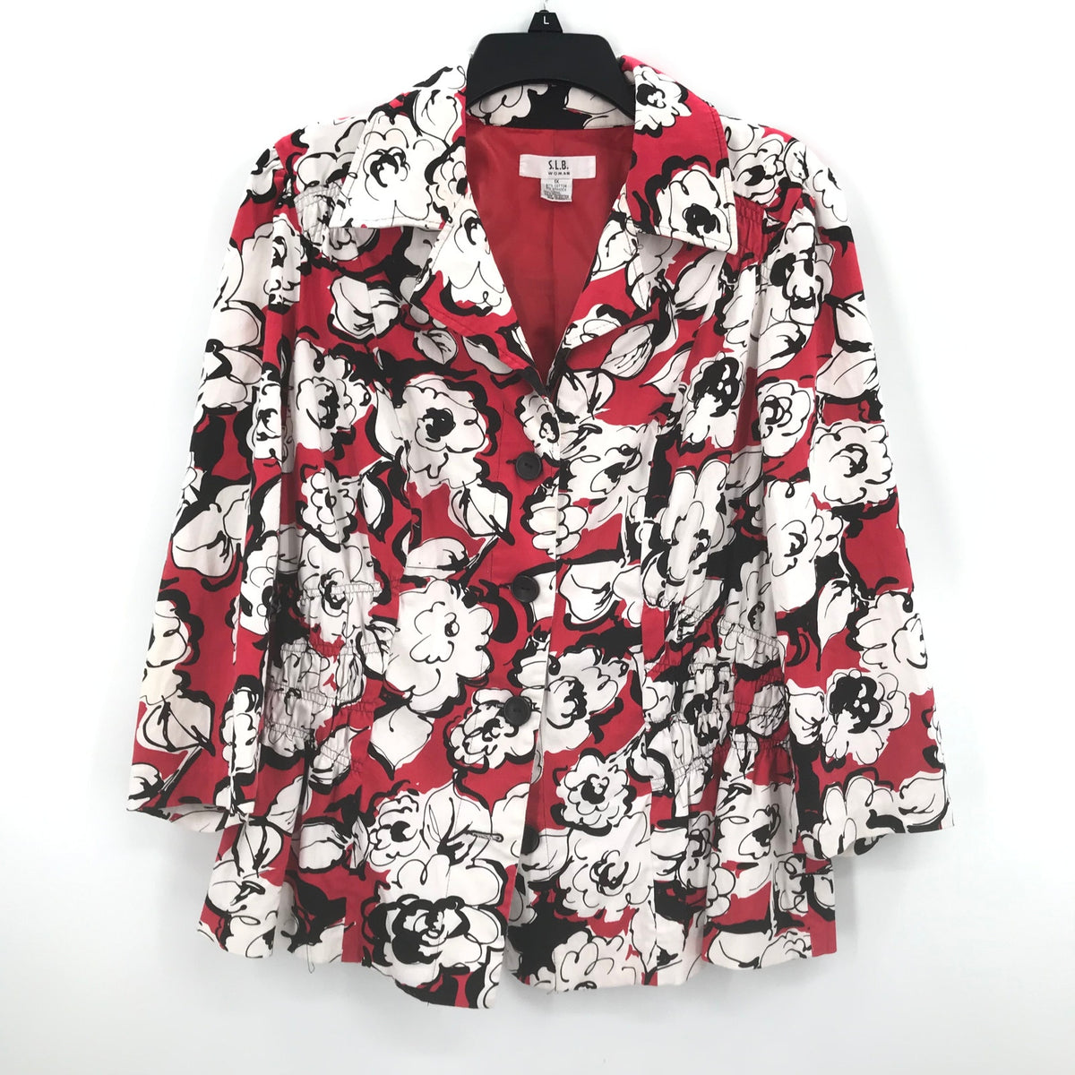 S.L.B Long Sleeve Button Up Shirt Top Blouse Floral Print Vintage 1X