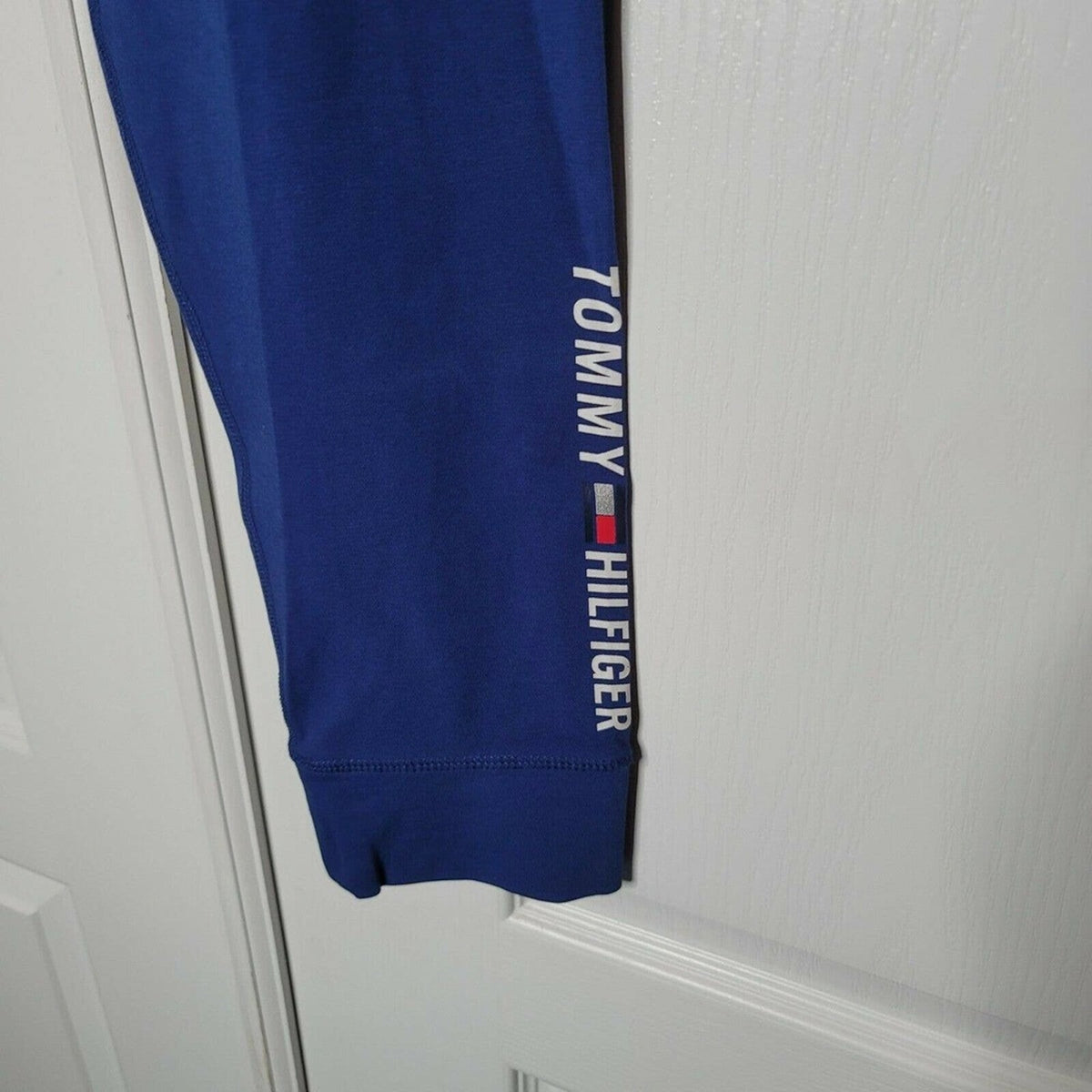 TOMMY HILFIGER Blue Printed Active Wear Skinny Pants Mid Rise Size Large