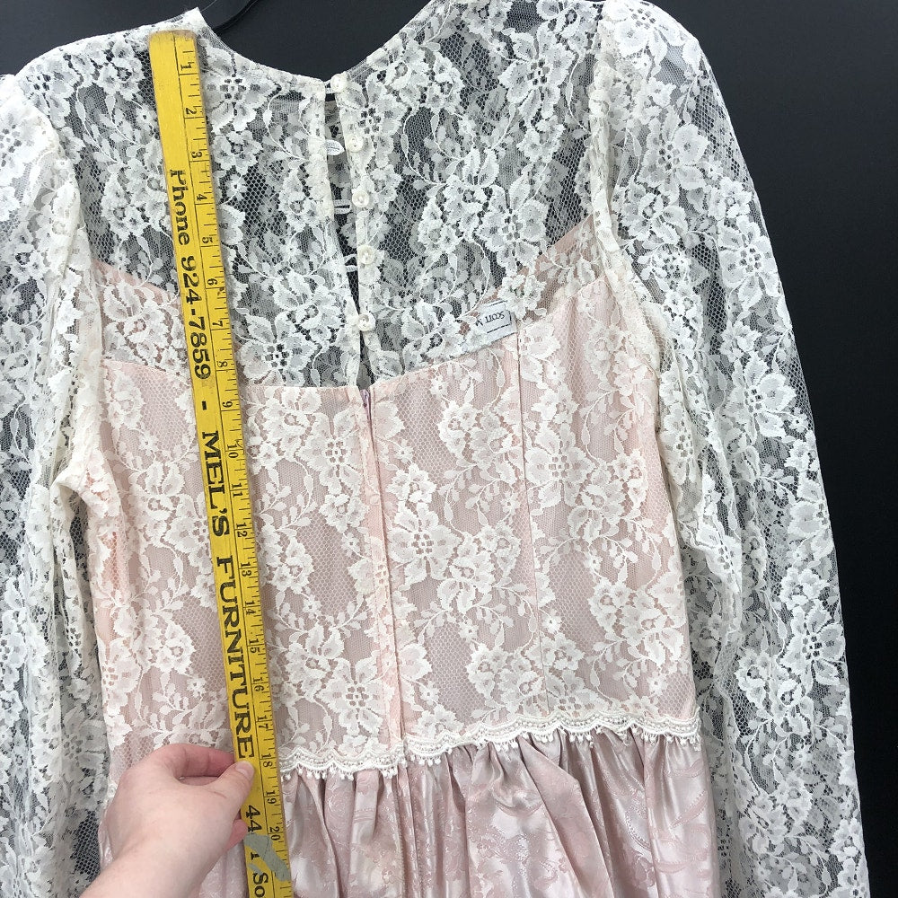 Vintage Scott McClintock Pink Jacquard Lace Drop Waist Bustle Dress 14 Prom Glam