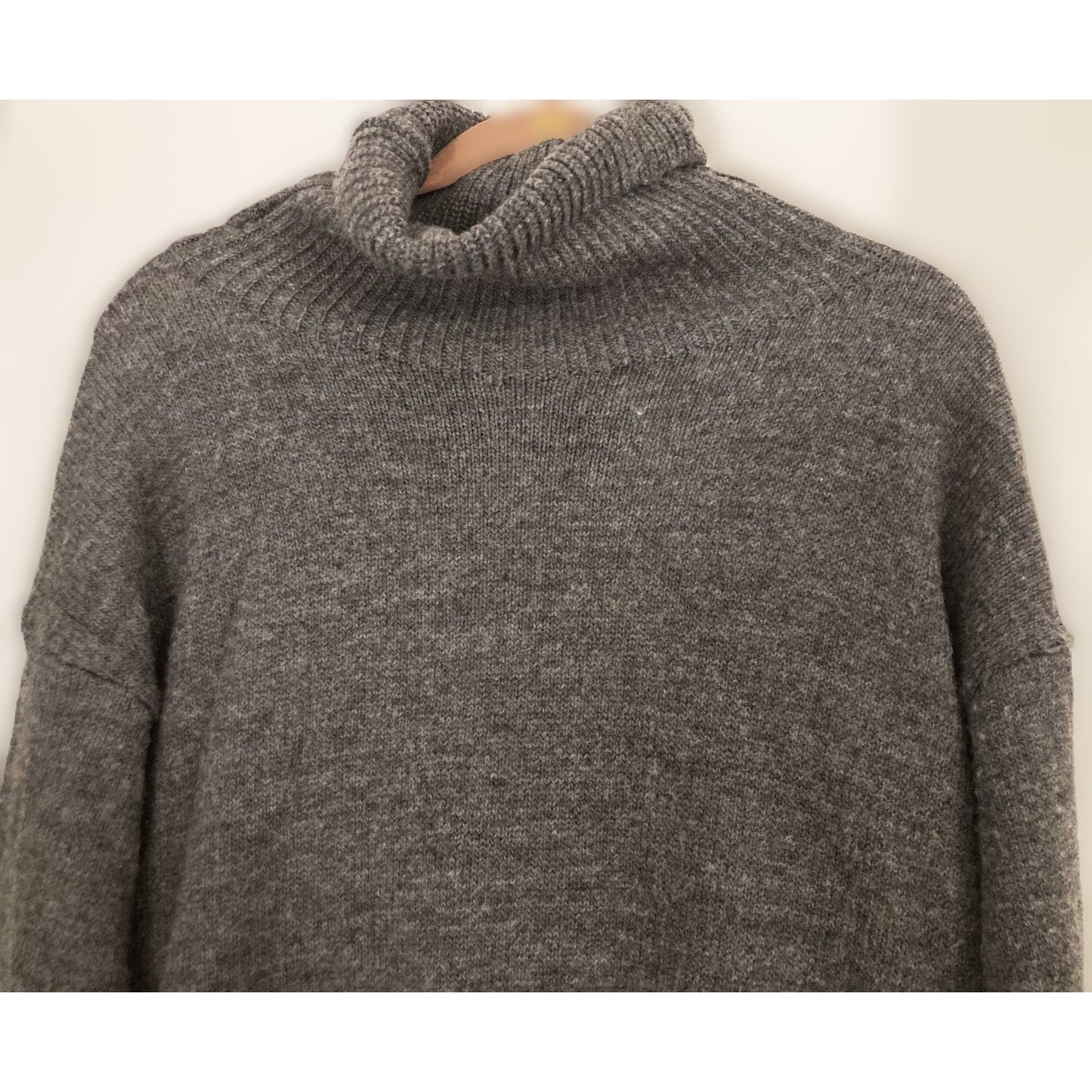 TOPSHOP Size 4 Turtleneck knit Sweater Dress cuff Long Sleeves Dark Gray Womens