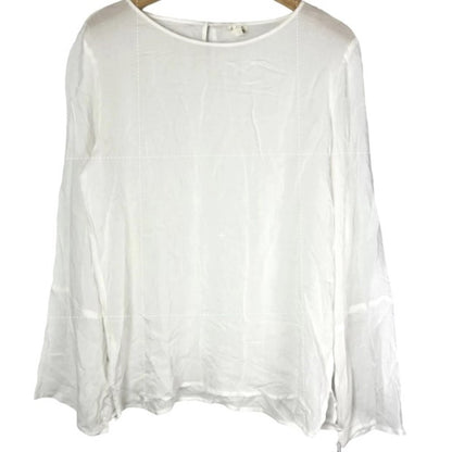 Treasure & Bond Soft Voile Round Neck Curve Hem Blouse Top Sz Small in Ivory NWT