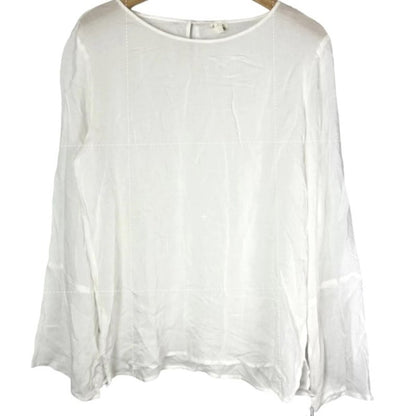 Treasure & Bond Soft Voile Round Neck Curve Hem Blouse Top Sz Small in Ivory NWT