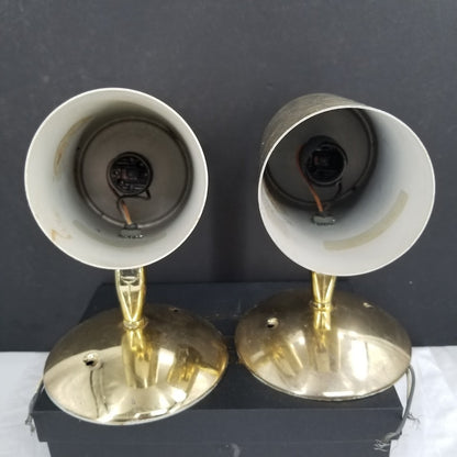 Pair Brass-tone golden Wall mount MCM down lights Mid Century Lamps set of 2