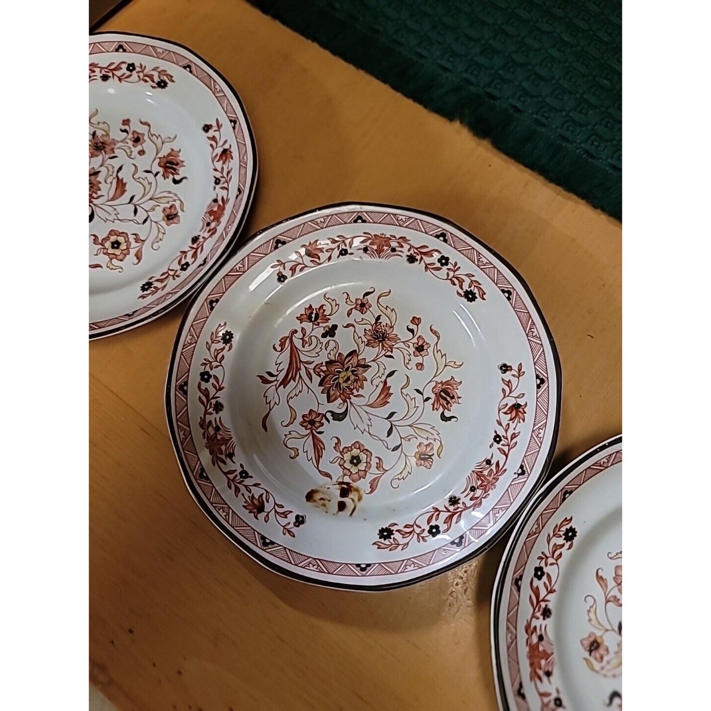 LOT OF3 Wedgwood Kashmar Bread and Butter Plate Red Brown Floral