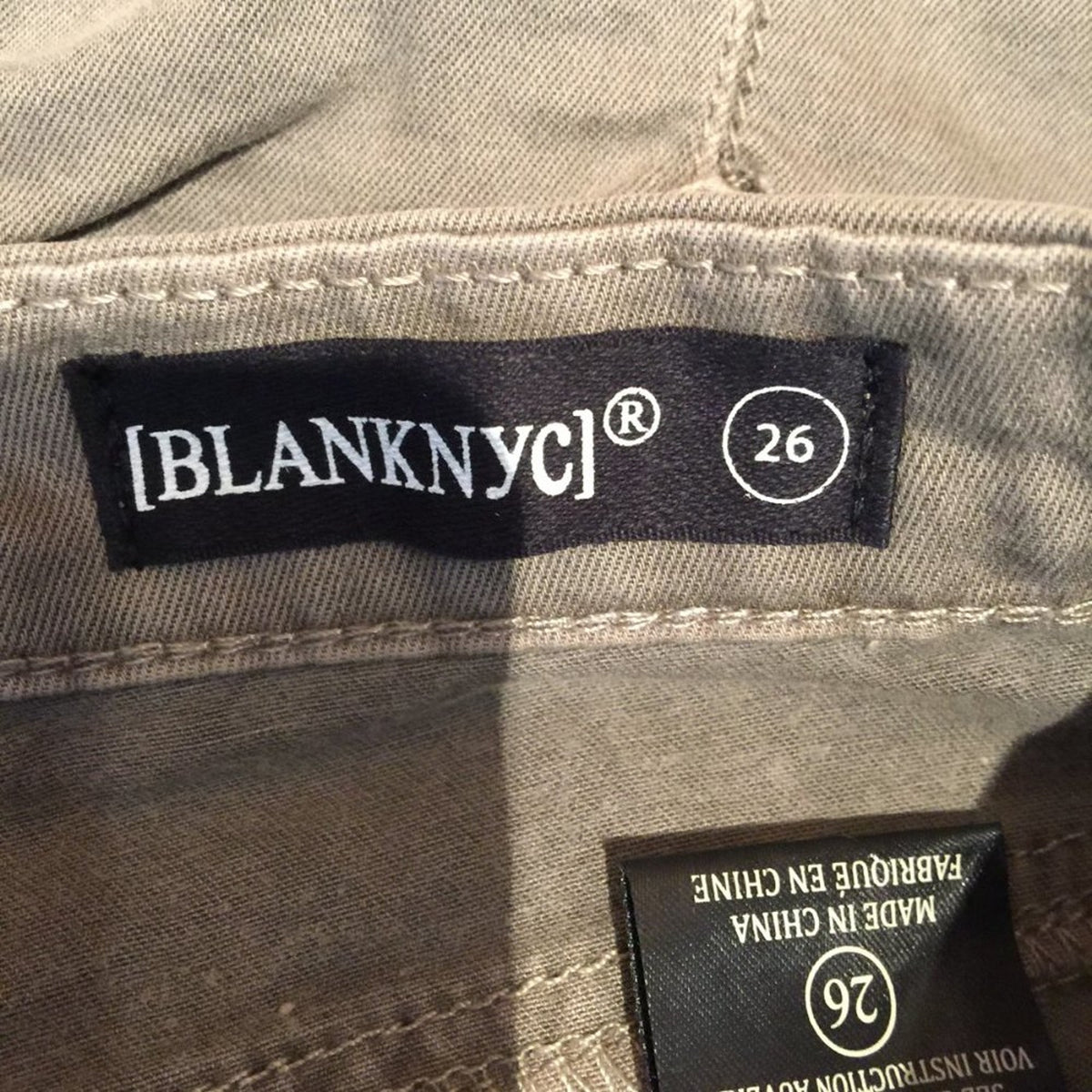 BLANKNYC Zipper Utility Skinny Jeans Low Rise Many pockets Denim Khaki Size 26