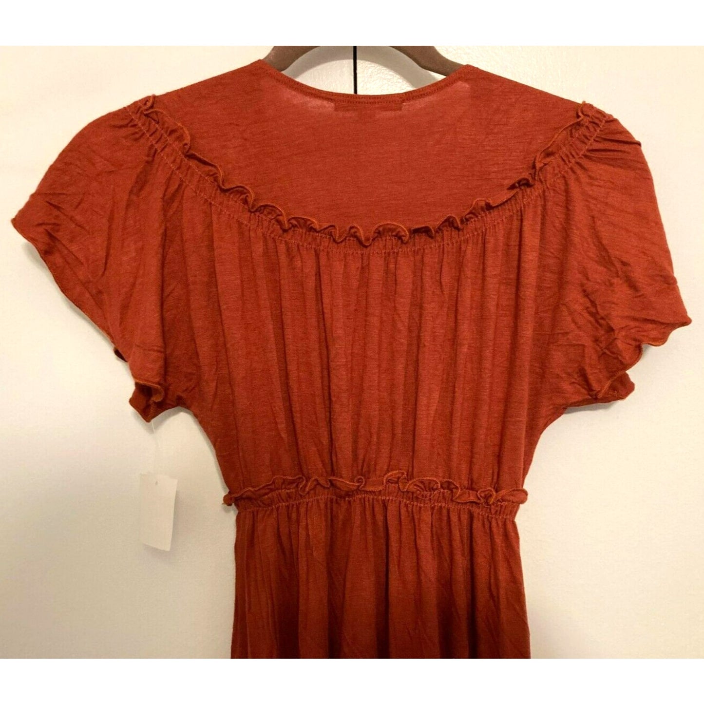 Velvet Torch V-Neck Pullover Short Sleeve Mini Dress XS/Extra Small Rust NWT USA