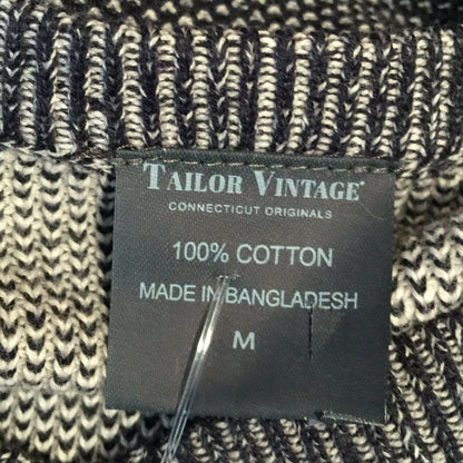 Tailor Vintage-Reversible Knit Pullover Sweater Long Sleeves V-Neck Gray Medium