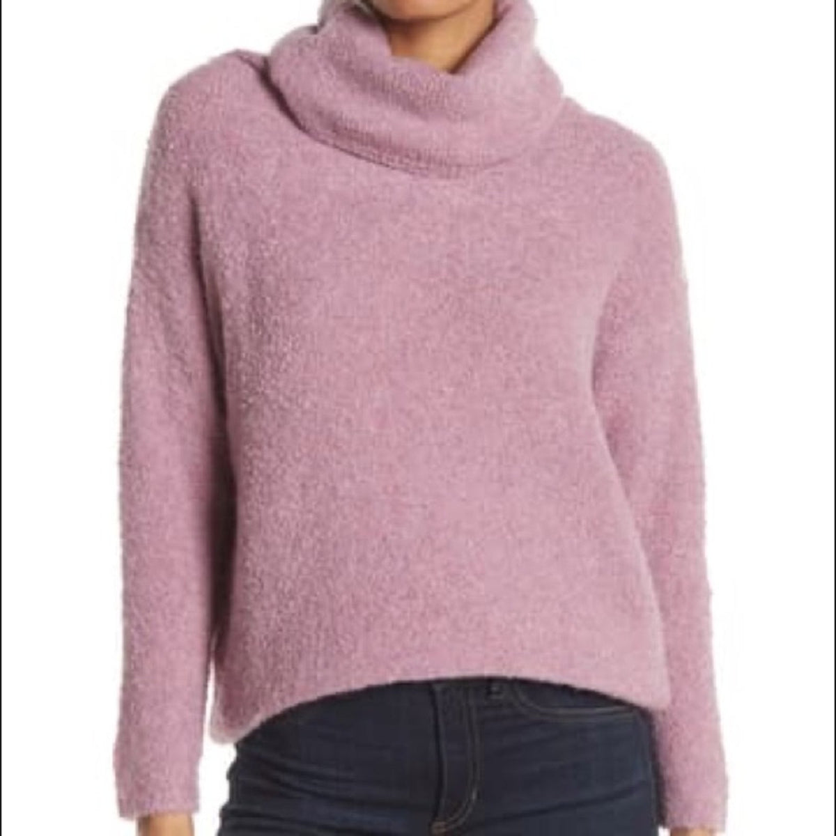 Catherine Malandrino Cozy Eyelash Knit Turtleneck Large Long Sleeve Purple