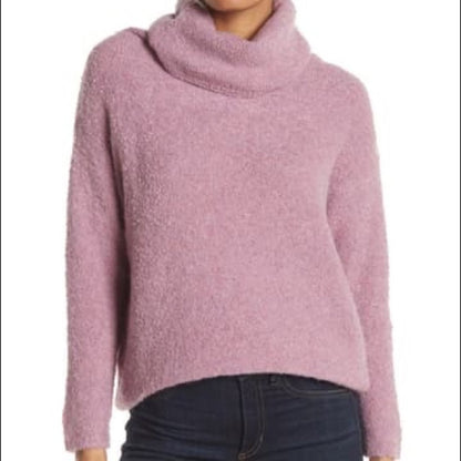 Catherine Malandrino Cozy Eyelash Knit Turtleneck Large Long Sleeve Purple