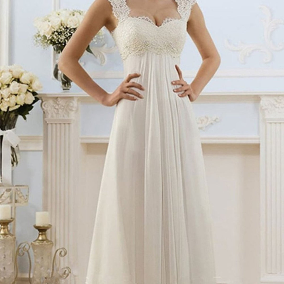Vicky & Lucas Sleeveless Square Neck Backless Maxi Dress Lace Front White Large