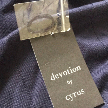 Devotion by Cyrus NEW Navy Blue Scallop Trim Mock Neck Tank Size Large