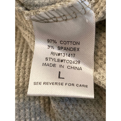 Emelia Waffle Knit Thermal Raglan Bishop Sleeve Top Sz Large in Heather Gray NWT
