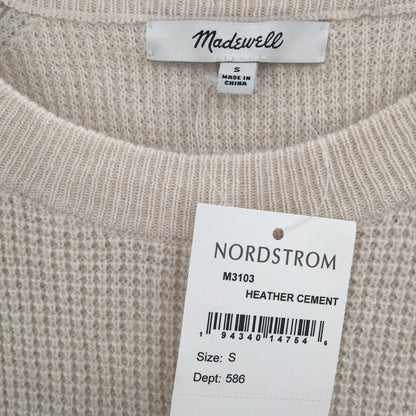 Madewell Jane Waffle Stitch Pullover Sweater Heather Cement Size Small NWT