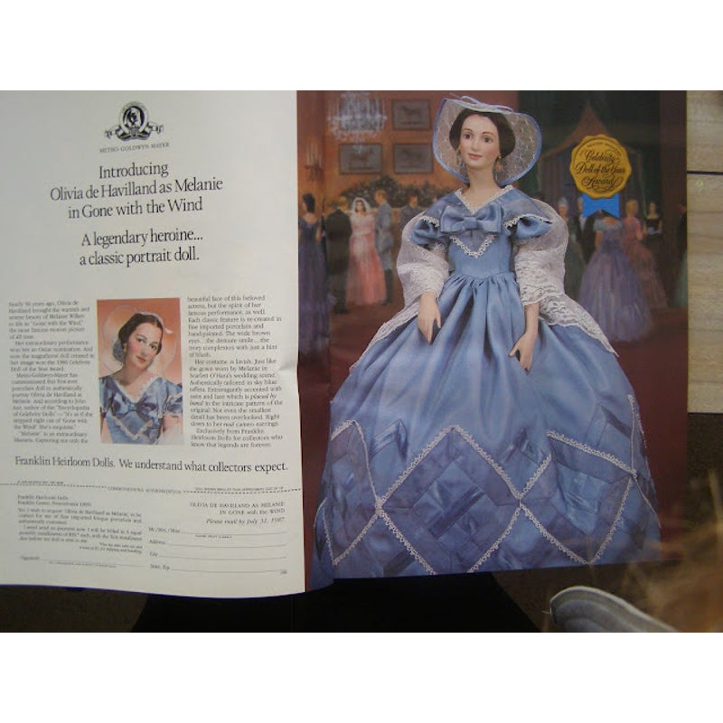 Franklin Heirloom Dolls Vintage Melanie 19" Blue Gone with the Wind DAMAGED
