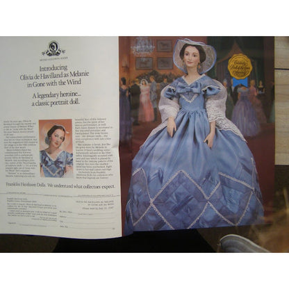 Franklin Heirloom Dolls Vintage Melanie 19" Blue Gone with the Wind DAMAGED