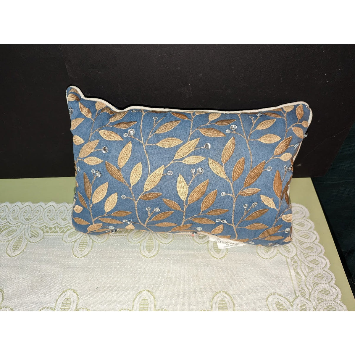 Croscill Janine 18 x 12 Boudoir Decorative Oblong Pillows Blue bejeweled NEW
