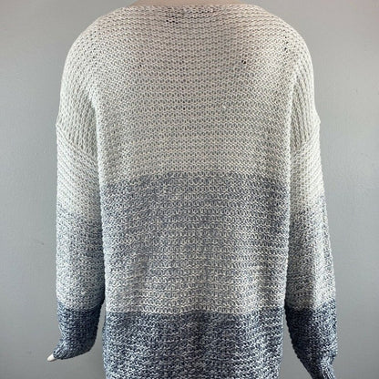 Rdi Open Stitch Pullover Sweater Long Sleeve Boat-Neck Blue Combo Size X-Large