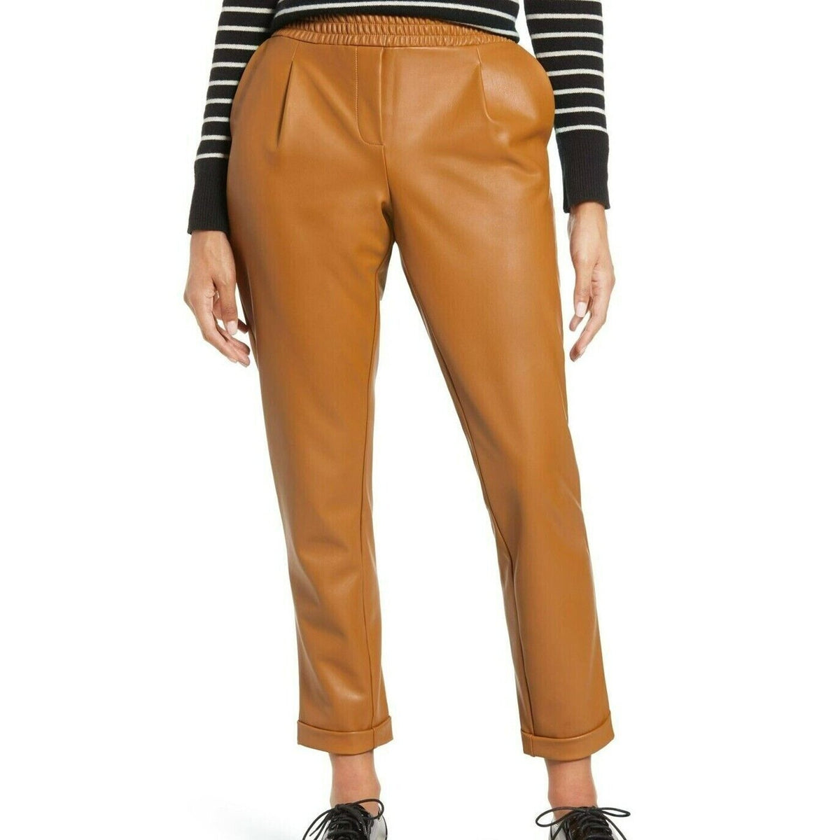 Halogen Atlantic Pacific Faux Leather Pull On Pants Size XXL/2X Camel Brown NWT