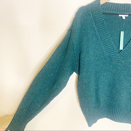 Abound Weekend V-Neck Flecked Sweater Sz XL/Extra Large in Teal Cyrus Nep NWT