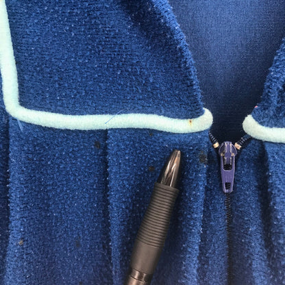 Kayser Vintage Front Zip Sleepwear Robe Dress Long Sleeve Blue Medium