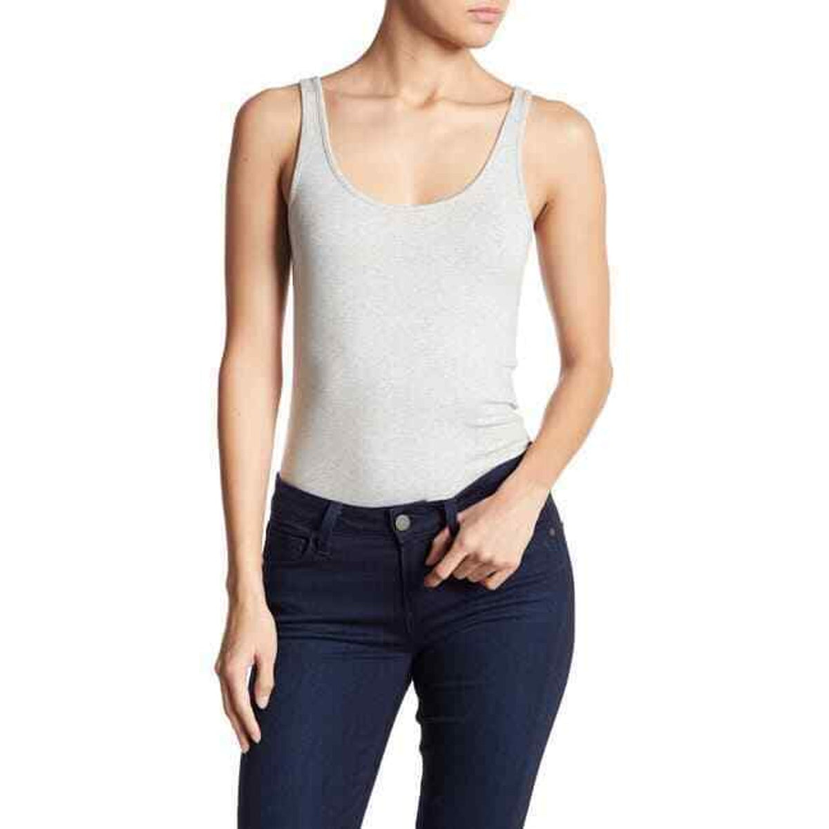 Abound Scoop Neck Tank Bodysuit Sleeveless Snap Gusset Grey XLPearl Heather XL